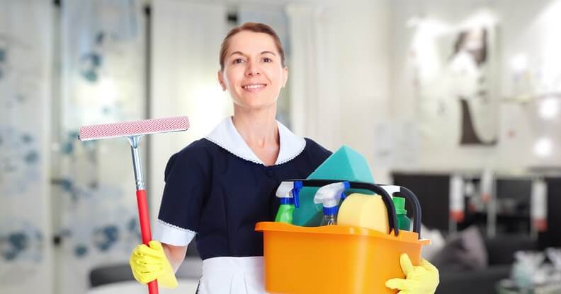 Dubai maid service, housemaid cleaning a hotel room