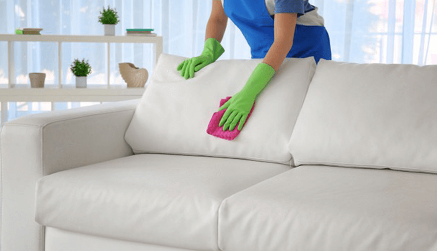 Professional upholstery cleaning service in Dubai by GCS Cleaning using steam cleaning equipment