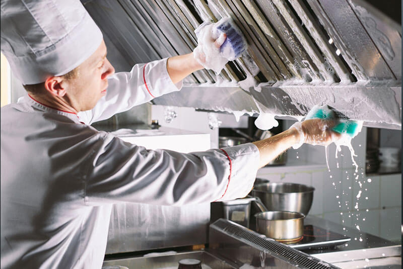 Exhaust hood and duct sanitization