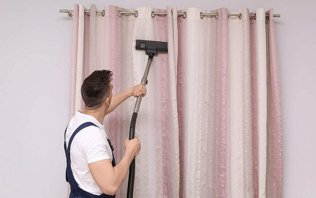 Professional curtain cleaning in Dubai by GCS Cleaning, showing fresh and spotless curtains